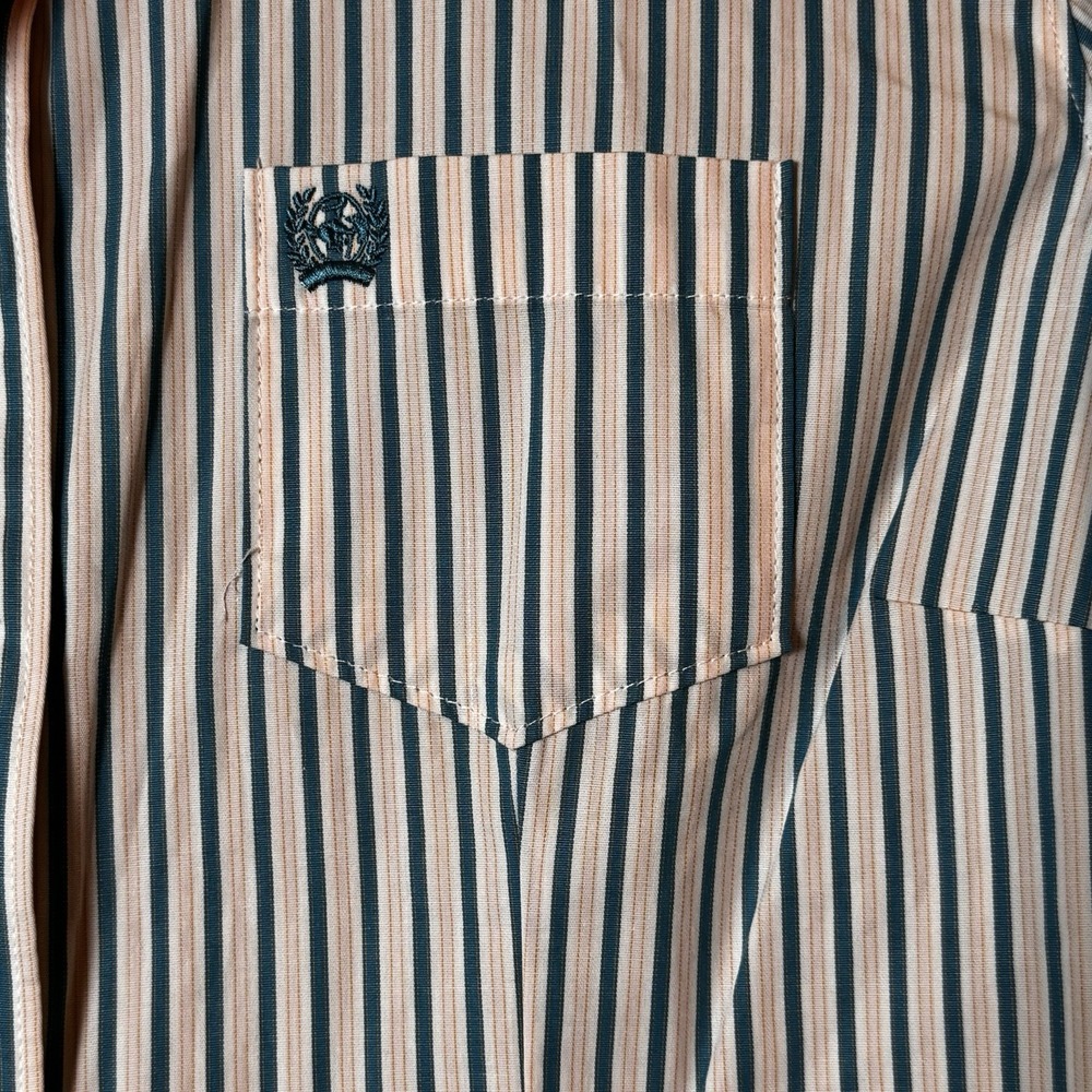 Cinch Women's XL Western Shirt NWT Blue Stripe Long Sleeve Cotton Contrast Cuffs - Picture 2 of 7
